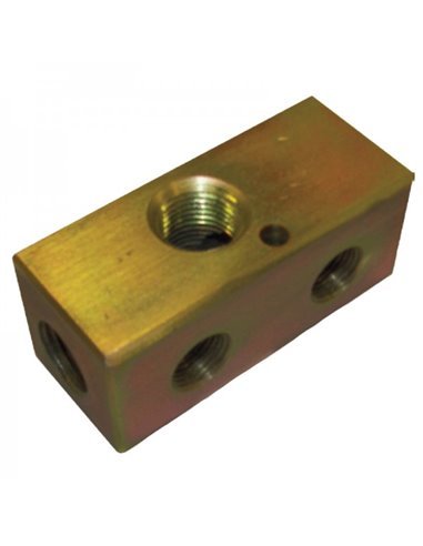 HT Manilfold Block, (3) 1/2" FPT & (2) 3/8" FPT Ports, 3.5"L x 1.5"W x 1.5"H, HHA10